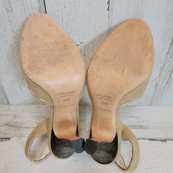 PRADA CROCODILE CAP SLING BACK COLORBLACK PUMPS, SIZE 36.5 - Picture 8 of 8